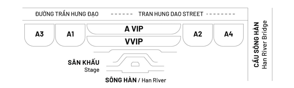 Sơ đồ vị trí khán đài xem pháo hoa quốc tế Đà Nẵng 2026 - DIFF 2026